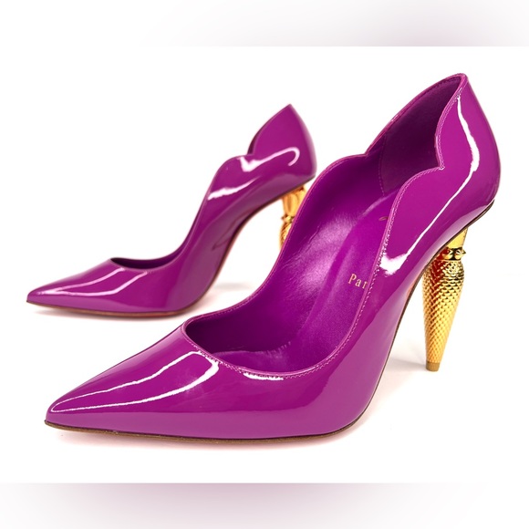 Christian Louboutin Lipchick Purple Patent Leather Kismet Pumps Size EU 37.5 - Picture 4 of 15